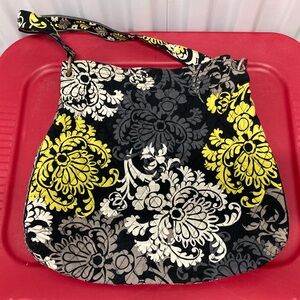 Vera Bradley Black and Yellow Shoulder Bag with Floral Design
